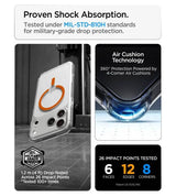 Magsafe Калъф за iPhone 18 Pro/ 17 Pro, Spigen Ultra Hybrid Mag Fit Case Clear/Orange, Прозрачен (3)