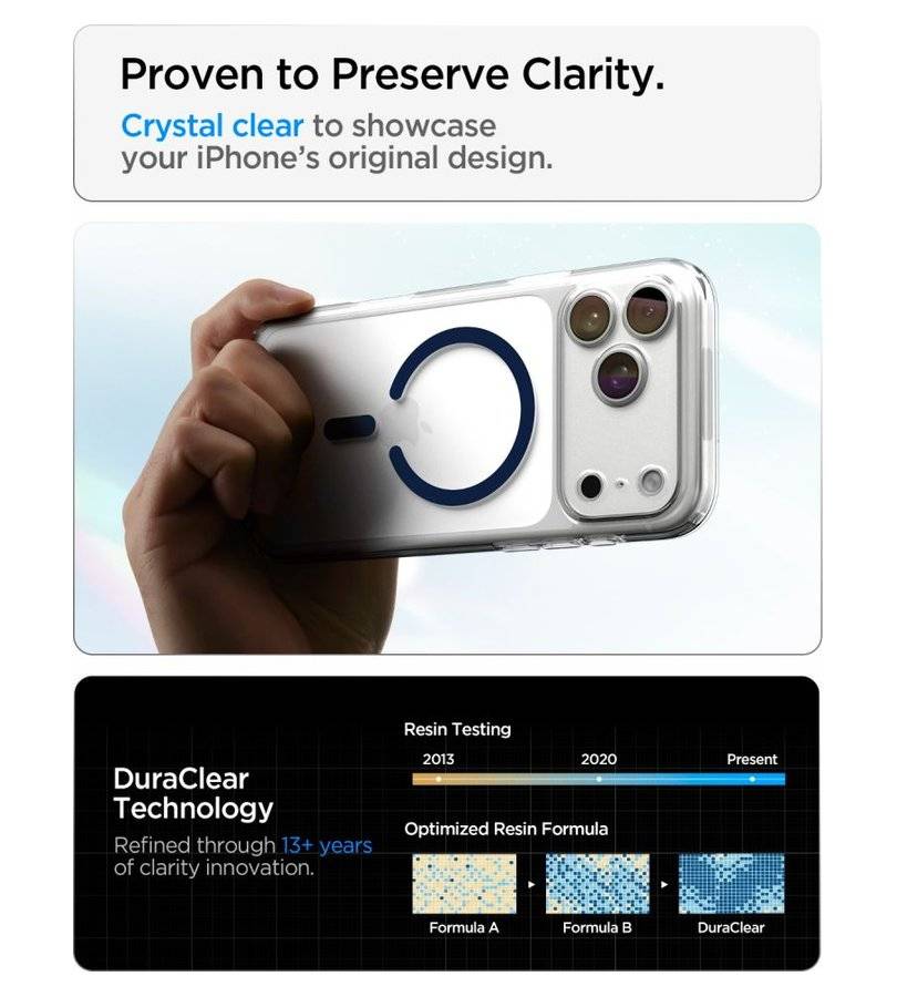 Magsafe Калъф за iPhone 18 Pro Max/ 17 Pro Max, Spigen Ultra Hybrid Mag Fit Case Clear/Deep Blue, Прозрачен (11)