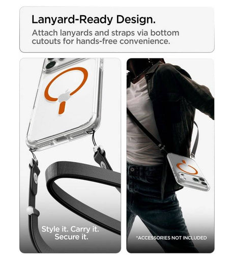 Magsafe Калъф за iPhone 18 Pro/ 17 Pro, Spigen Ultra Hybrid Mag Fit Case Clear/Orange, Прозрачен (5)