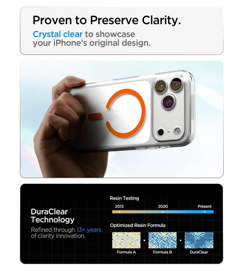 Magsafe Калъф за iPhone 18 Pro/ 17 Pro, Spigen Ultra Hybrid Mag Fit Case Clear/Orange, Прозрачен (11)