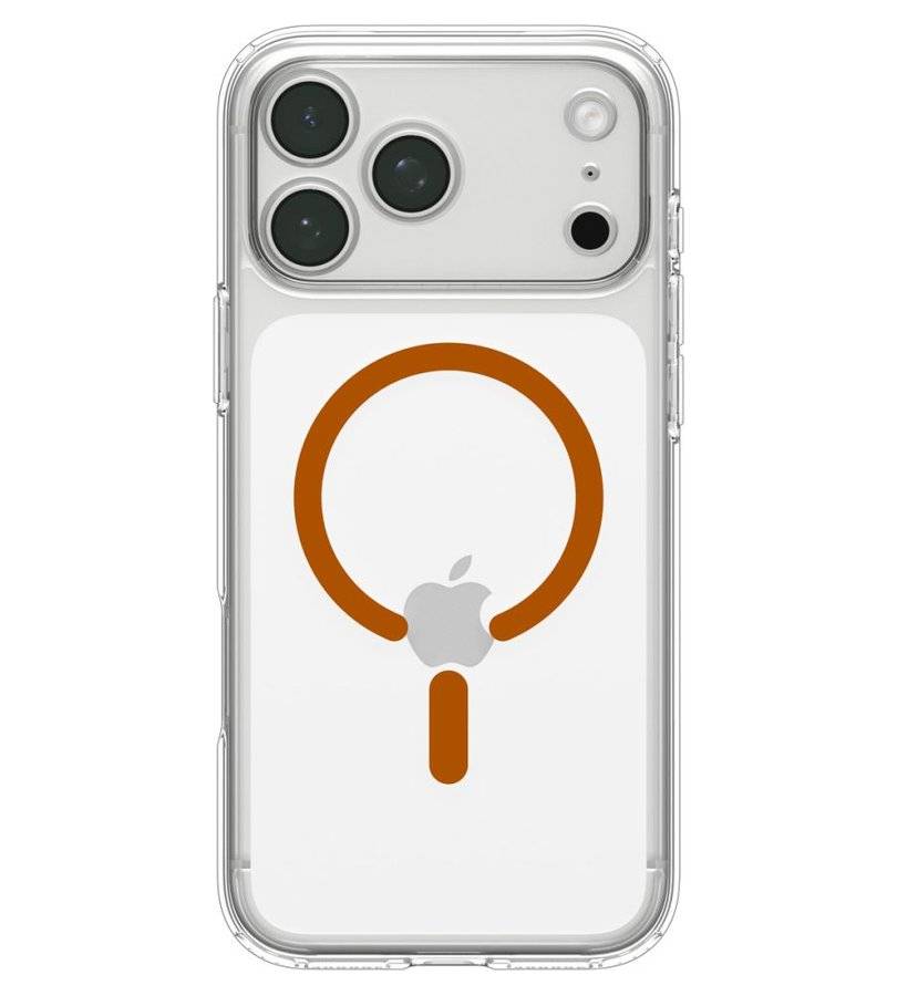 Magsafe Калъф за iPhone 18 Pro/ 17 Pro, Spigen Ultra Hybrid Mag Fit Case Clear/Orange, Прозрачен (8)