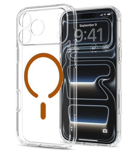 Magsafe Калъф за iPhone 18 Pro/ 17 Pro, Spigen Ultra Hybrid Mag Fit Case Clear/Orange, Прозрачен (7)