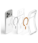 Magsafe Калъф за iPhone 18 Pro/ 17 Pro, Spigen Ultra Hybrid Mag Fit Case Clear/Orange, Прозрачен (10)
