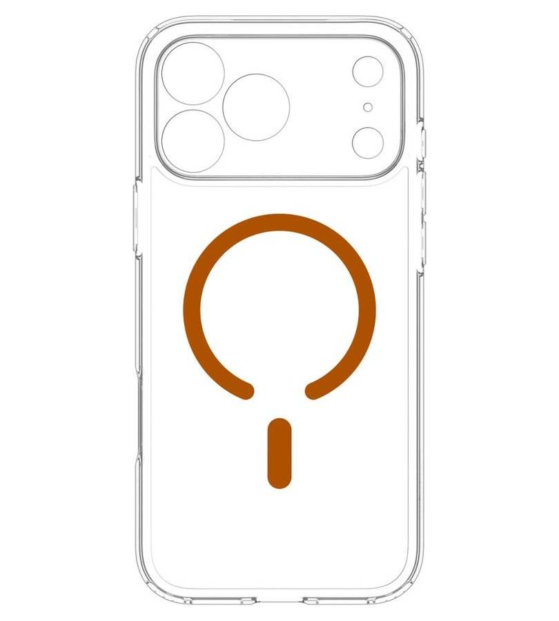 Magsafe Калъф за iPhone 18 Pro/ 17 Pro, Spigen Ultra Hybrid Mag Fit Case Clear/Orange, Прозрачен (9)