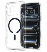 Magsafe Калъф за iPhone 18 Pro Max/ 17 Pro Max, Spigen Ultra Hybrid Mag Fit Case Clear/Deep Blue, Прозрачен (7)