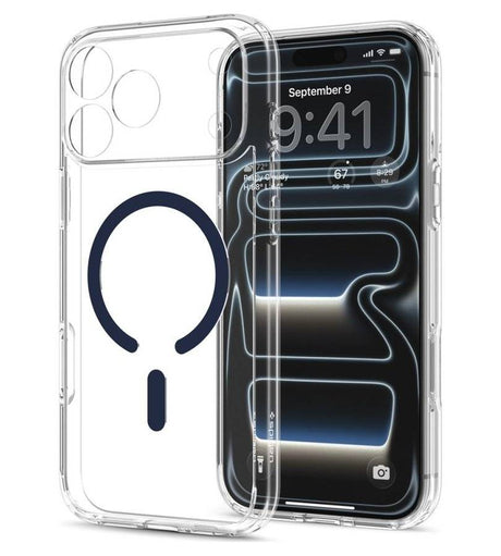 Magsafe Калъф за iPhone 18 Pro Max/ 17 Pro Max, Spigen Ultra Hybrid Mag Fit Case Clear/Deep Blue, Прозрачен (7)