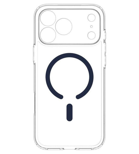 Magsafe Калъф за iPhone 18 Pro Max/ 17 Pro Max, Spigen Ultra Hybrid Mag Fit Case Clear/Deep Blue, Прозрачен (9)
