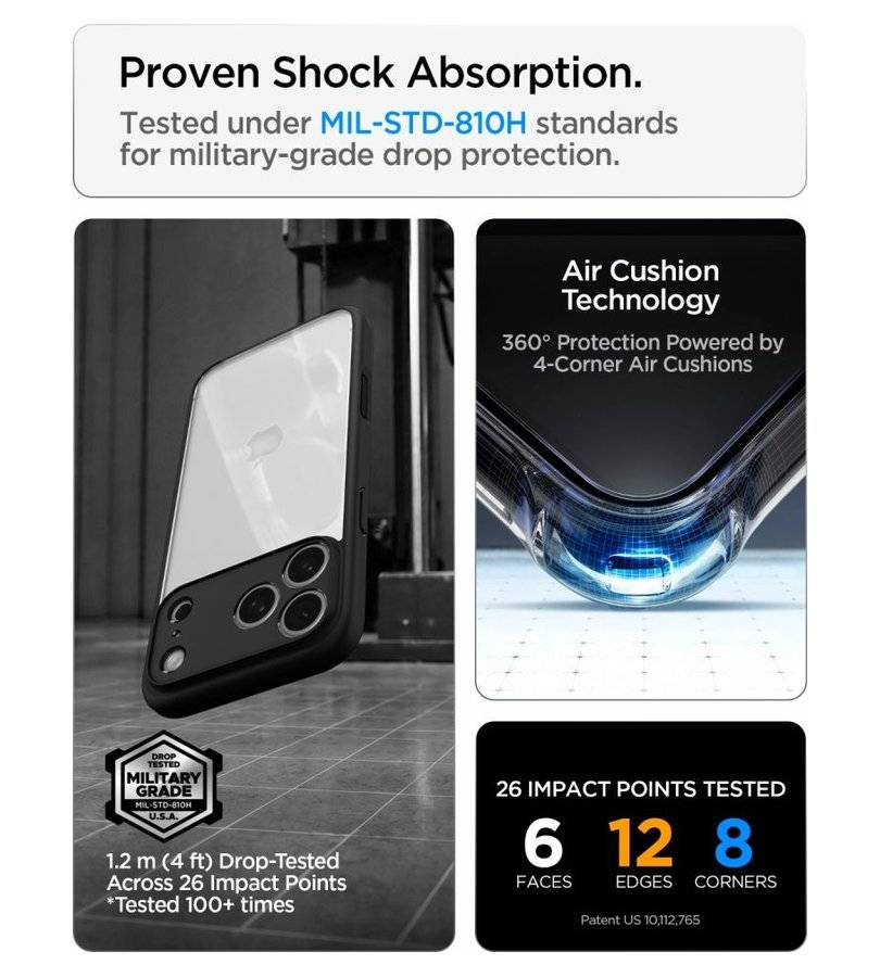 Калъф за iPhone 18 Pro Max/ 17 Pro Max, Spigen Ultra Hybrid Case, Черен (9)