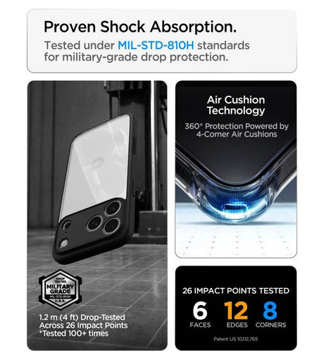 Калъф за iPhone 18 Pro Max/ 17 Pro Max, Spigen Ultra Hybrid Case, Черен (9)