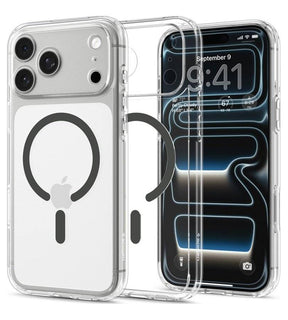 Magsafe Калъф за iPhone 18 Pro/ 17 Pro, Spigen Ultra Hybrid Mag Fit Case Clear/Graphite, Прозрачен