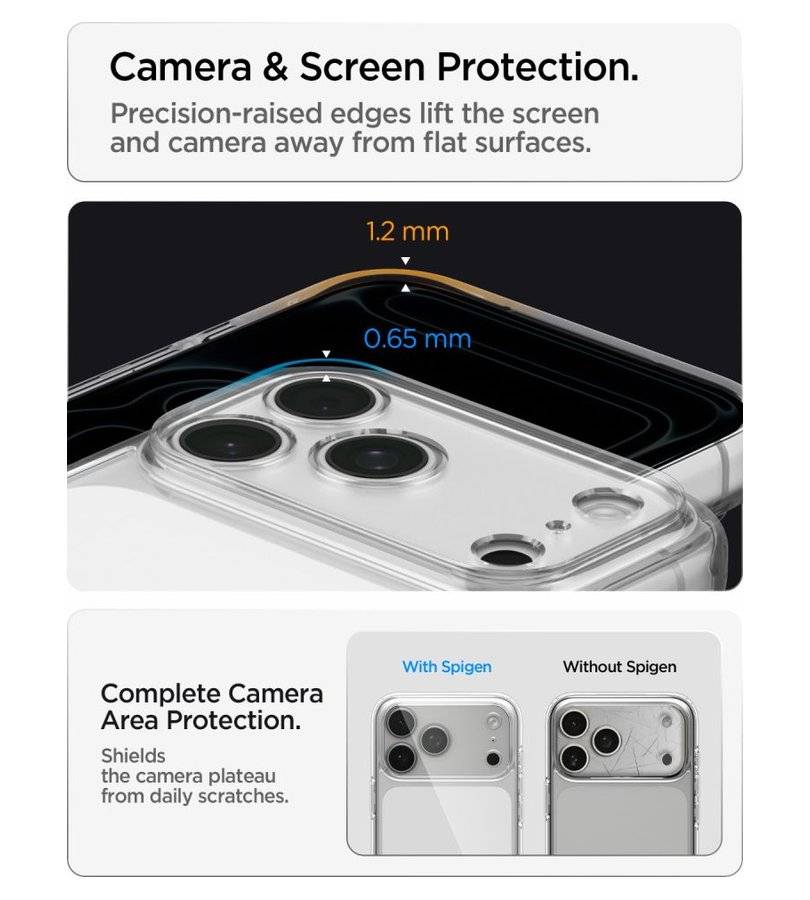 Калъф за iPhone 18 Pro/ 17 Pro, Spigen Ultra Hybrid Clear Case, Прозрачен (12)