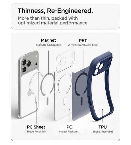 Magsafe Калъф за iPhone 18 Pro Max/ 17 Pro Max, Spigen Ultra Hybrid Frost Mag Fit Case, Тъмно Син (11)