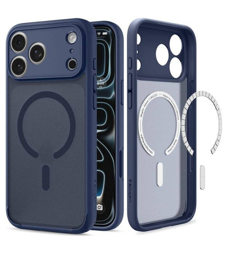 Magsafe Калъф за iPhone 18 Pro Max/ 17 Pro Max, Spigen Ultra Hybrid Frost Mag Fit Case, Тъмно Син (5)