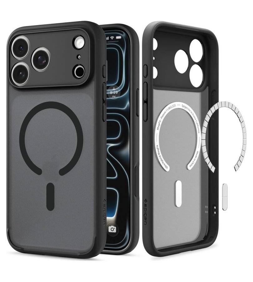Magsafe Калъф за iPhone 18 Pro Max/ 17 Pro Max, Spigen Ultra Hybrid Frost Mag Fit Case, Черен (5)