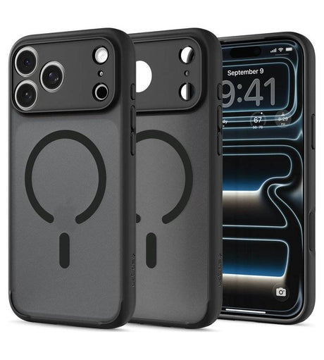 Magsafe Калъф за iPhone 18 Pro/ 17 Pro, Spigen Ultra Hybrid Frost Mag Fit Case, Черен