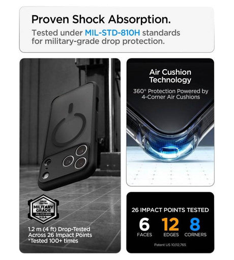 Magsafe Калъф за iPhone 18 Pro/ 17 Pro, Spigen Ultra Hybrid Frost Mag Fit Case, Черен (9)
