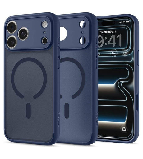 Magsafe Калъф за iPhone 18 Pro/ 17 Pro, Spigen Ultra Hybrid Frost Mag Fit Case, Тъмно Син