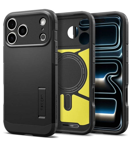 Magsafe Калъф за iPhone 18 Pro Max/ 17 Pro Max, Spigen Tough Armor T Mag Fit Case, Черен (7)