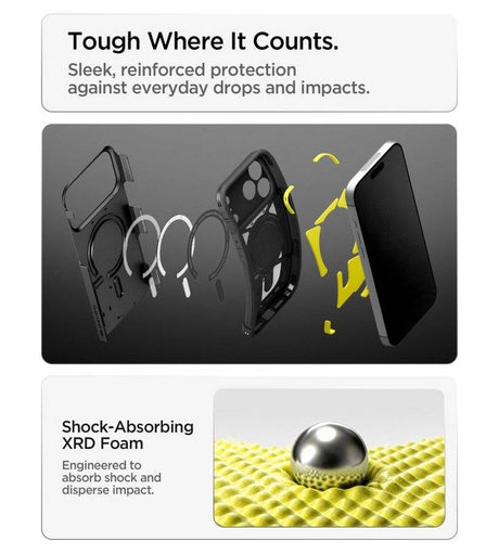 Magsafe Калъф за iPhone 18 Pro/ 17 Pro, Spigen Tough Armor T Mag Fit Case, Черен (9)