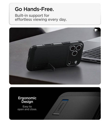 Magsafe Калъф за iPhone 18 Pro Max/ 17 Pro Max, Spigen Tough Armor T Mag Fit Case, Черен (14)