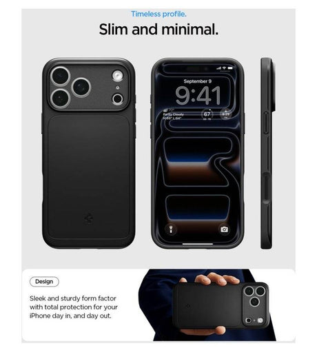 Magsafe Калъф за iPhone 18 Pro Max/ 17 Pro Max, Spigen Thin Fit Mag Fit Case, Черен (8)