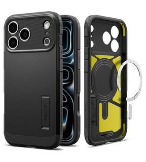 Magsafe Калъф за iPhone 18 Pro/ 17 Pro, Spigen Tough Armor T Mag Fit Case, Черен