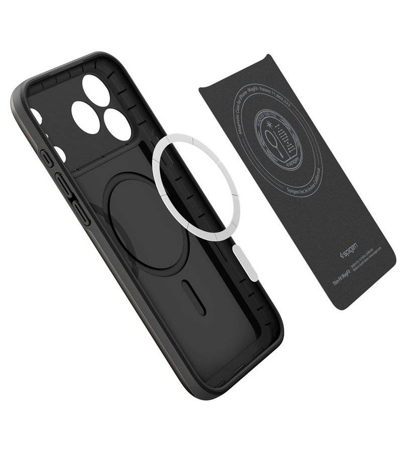 Magsafe Калъф за iPhone 18 Pro Max/ 17 Pro Max, Spigen Thin Fit Mag Fit Case, Черен (5)
