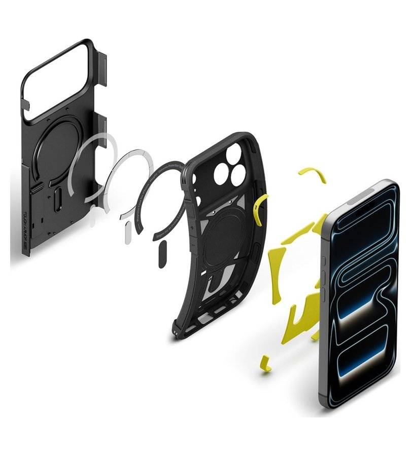 Magsafe Калъф за iPhone 18 Pro/ 17 Pro, Spigen Tough Armor T Mag Fit Case, Черен (8)