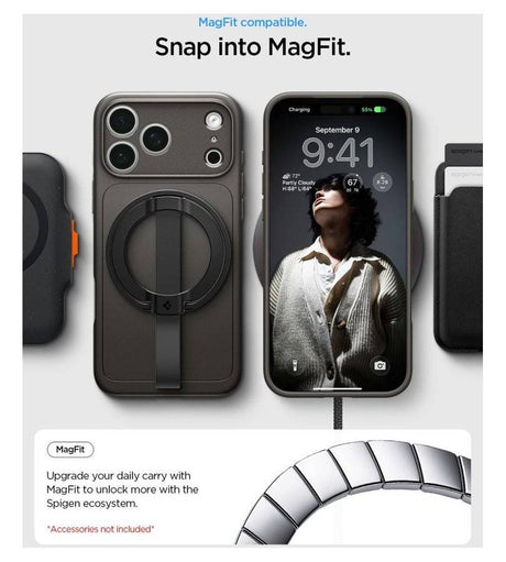 Magsafe Калъф за iPhone 18 Pro/ 17 Pro, Spigen Thin Fit Mag Fit Case, Черен (10)