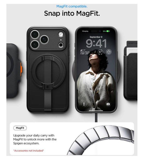 Magsafe Калъф за iPhone 18 Pro Max/ 17 Pro Max, Spigen Thin Fit Mag Fit Case, Черен (10)