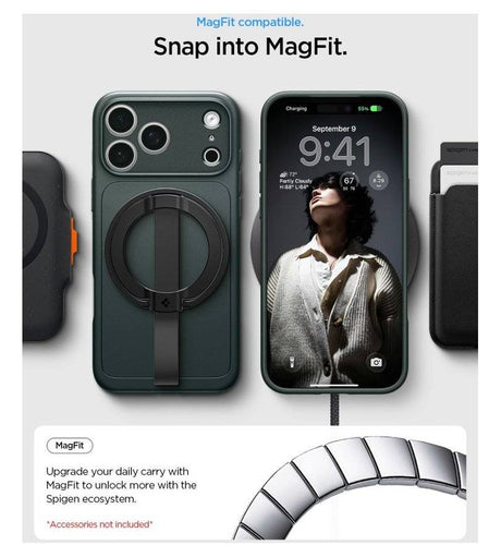 Magsafe Калъф за iPhone 18 Pro Max/ 17 Pro Max, Spigen Thin Fit Mag Fit Case, Зелен (11)