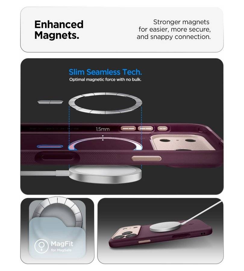 Magsafe Калъф за iPhone 18 Pro Max/ 17 Pro Max, Spigen Nano Pop Mag Fit Case Burgundy, Бордо (6)
