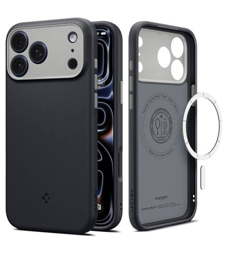 Magsafe Калъф за iPhone 18 Pro/ 17 Pro, Spigen Nano Pop Mag Fit Case, Черен