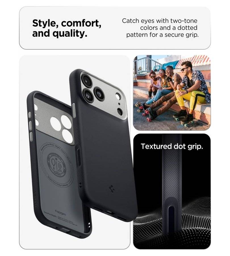 Magsafe Калъф за iPhone 18 Pro/ 17 Pro, Spigen Nano Pop Mag Fit Case, Черен (7)