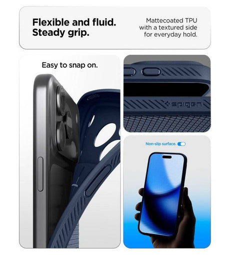 Противоударен Калъф за iPhone 18 Pro/ 17 Pro, Spigen Liquid Air Case, Тъмно Син (7)