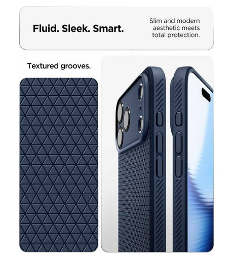 Противоударен Калъф за iPhone 18 Pro/ 17 Pro, Spigen Liquid Air Case, Тъмно Син (6)