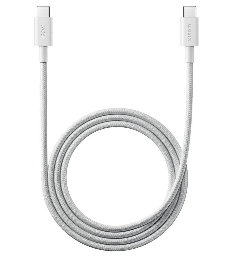 Оригинален USB-C to USB-C кабел, Xiaomi 6A Braided 120W 1m, Бял