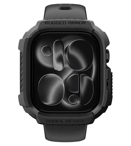 Противоударен Калъф за Apple Watch 12 46mm, Spigen Rugged Armor Case, Черен (2)