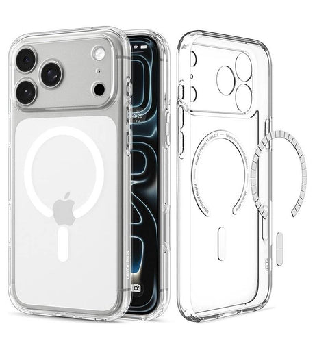 Magsafe Калъф за iPhone 18 Pro/ 17 Pro, Spigen Ultra Hybrid Mag Fit Case Clear/White, Прозрачен (4)