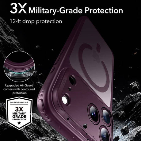 Magsafe Калъф за iPhone 18 Pro/ 17 Pro, ESR Classic Hybrid Frosted Case Burgundy, Бордо (4)