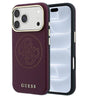 Magsafe Калъф за iPhone 18 Pro/ iPhone 17 Pro, Guess Leather Perforated 4G Mag Case Burgundy, Бордо