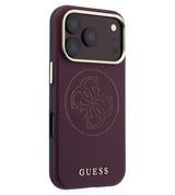 Magsafe Калъф за iPhone 18 Pro/ iPhone 17 Pro, Guess Leather Perforated 4G Mag Case Burgundy, Бордо (4)