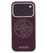 Magsafe Калъф за iPhone 18 Pro/ iPhone 17 Pro, Guess Leather Perforated 4G Mag Case Burgundy, Бордо (3)