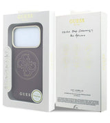 Magsafe Калъф за iPhone 18 Pro/ iPhone 17 Pro, Guess Leather Perforated 4G Mag Case Burgundy, Бордо (7)