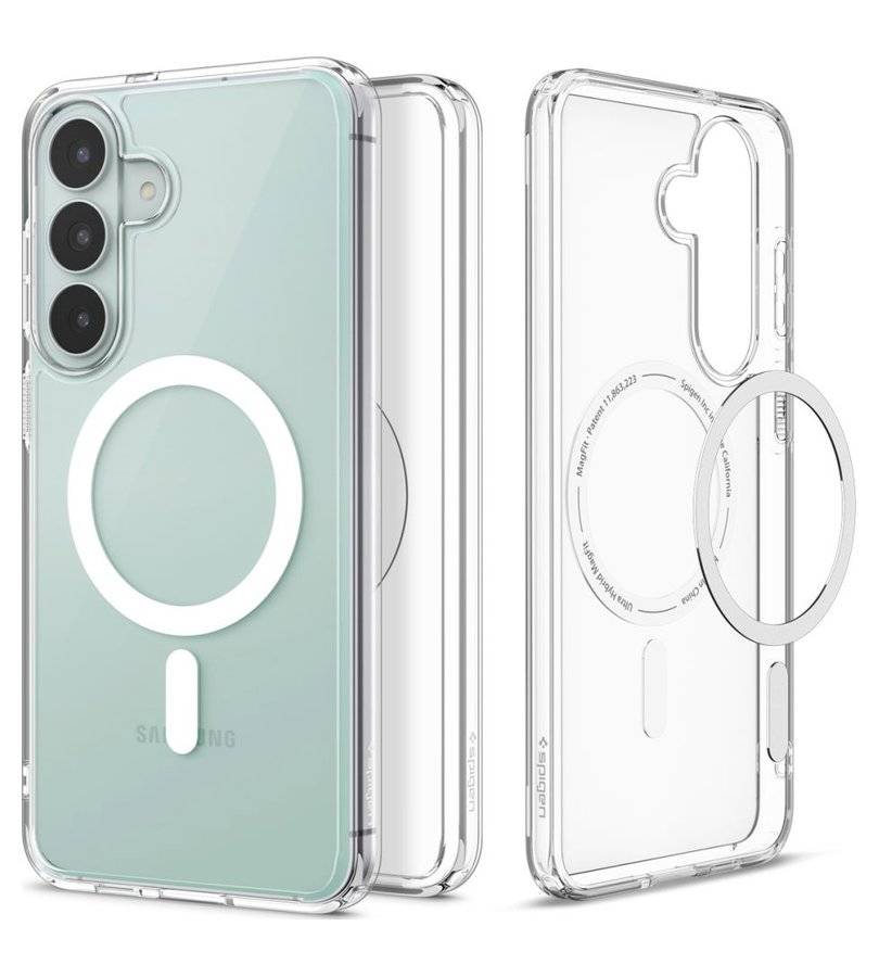 Magsafe Калъф за Samsung S26 FE, Spigen Ultra Hybrid Mag Fit Case Clear/White, Прозрачен (4)