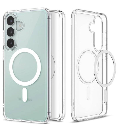 Magsafe Калъф за Samsung S26 FE, Spigen Ultra Hybrid Mag Fit Case Clear/White, Прозрачен (4)