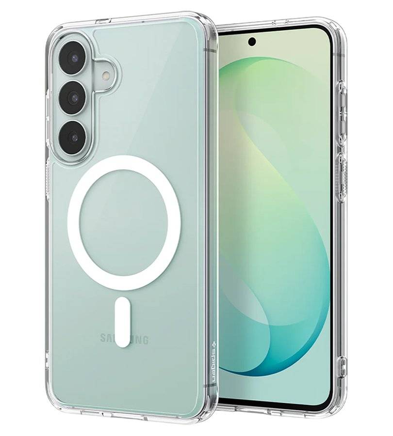 Magsafe Калъф за Samsung S26 FE, Spigen Ultra Hybrid Mag Fit Case Clear/White, Прозрачен (2)