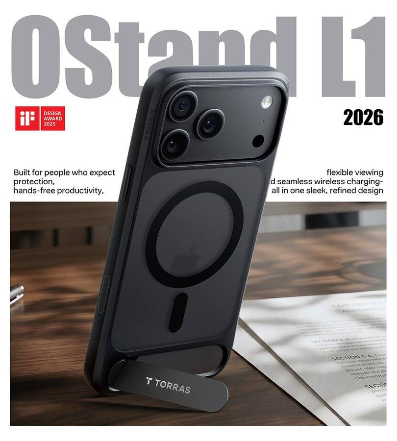Magsafe Калъф за iPhone 17 Pro Max/ 18 Pro Max, Torras Ostand L1 Guardian Mag Case, Черен (4)