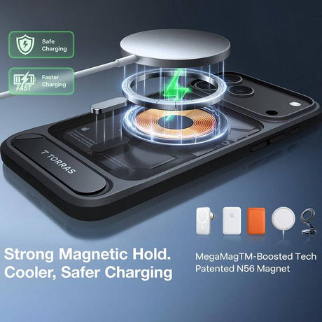 Magsafe Калъф за iPhone 17 Pro Max/ 18 Pro Max, Torras Ostand L1 Guardian Mag Case, Черен (7)