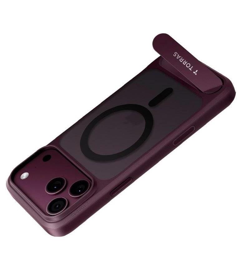 Magsafe Калъф за iPhone 17 Pro Max/ 18 Pro Max, Torras Ostand L1 Guardian Mag Case Burgundy, Бордо (3)